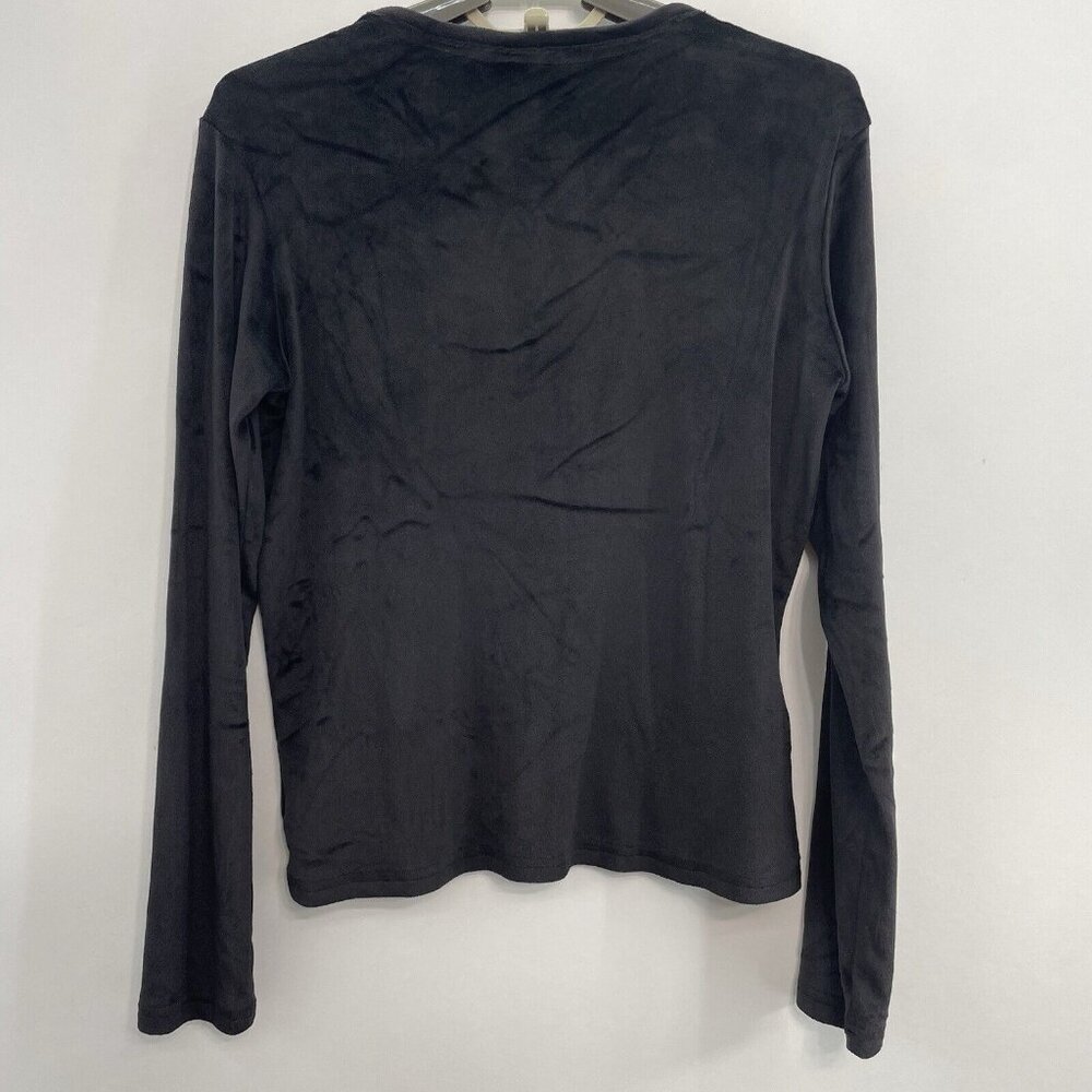 Juicy Couture Pajama Top Sleepwear Rhinestone Bling Logo Velour Black Womens S - Picture 3 of 9
